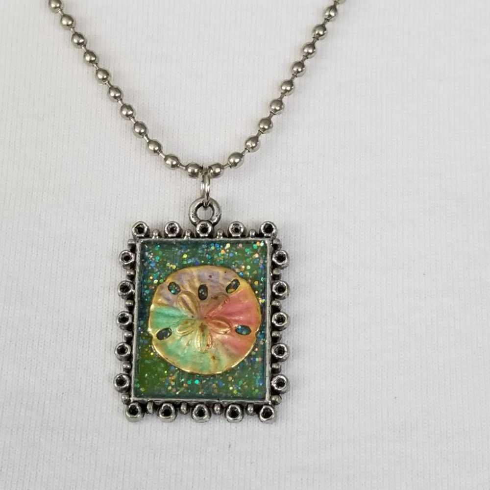 Coastal Sand Dollar Pendant Necklace- Nautical Beach Jewelry Handmade